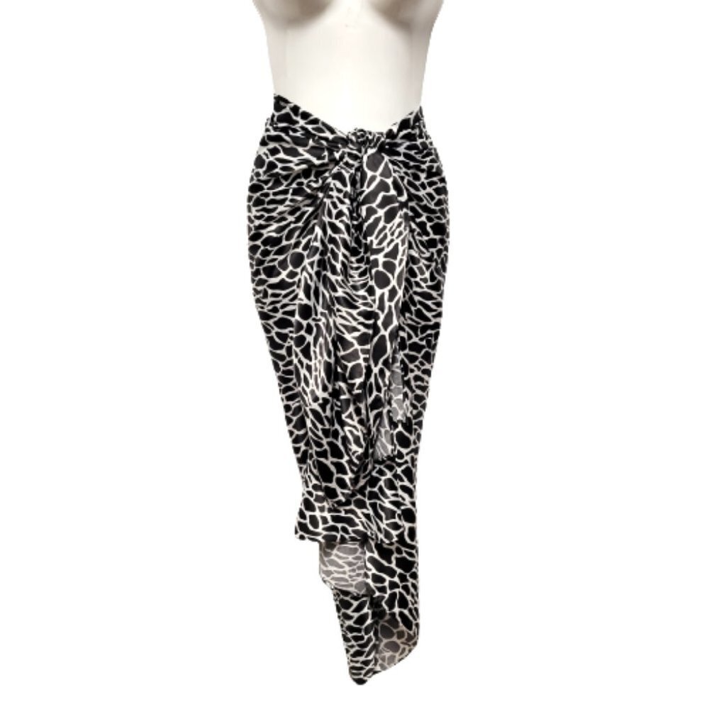 Monochrome Pareo Sarong Skirt Strapless Dress Beach Cover Up Vacation Outfit